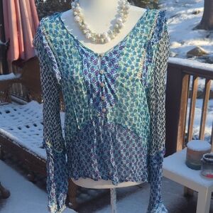 Cecilie Copenhagen Teal and Violet Blouse